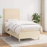  Krevet s oprugama i madracem krem 100 x 200 cm od tkanine | shoptok.hr