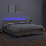  Krevet box spring madrac LED cappuccino 180x200cm umjetna koža | shoptok.hr