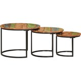  Uklapajući stolići 3 kom od masivnog obnovljenog drva Šarena Ø 35 x 29 cm | shoptok.hr