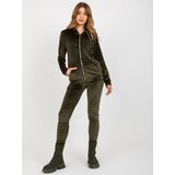 Fashion Hunters Women's two-piece velour set - khaki | Shoptok.si