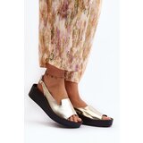 Zazoo 2893 Women's Leather Sandals on Thick Sole Gold | shoptok.hr