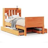 vidaXL Knjižna postelja brez vzmetnice vošč. rjava 90x190 cm borovina | Shoptok.si