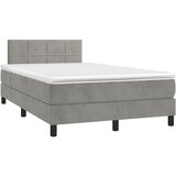 vidaXL Krevet box spring s madracem LED svjetlosivi 120x190 cm tkanina Cijene