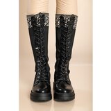 Fenzy Čizme Od Umjetne Kože S Vezicama, U9X24154, Crne | shoptok.hr