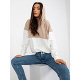 Fashion Hunters RUE PARIS beige and white hoodie with pockets | Shoptok.si