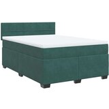 vidaXL Box spring postelja z vzmetnico temno zelena 140x200 cm žamet | Shoptok.si