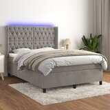 The Living Store Box spring postelja z vzmetnico LED sv. siva 140x190 cm žamet - Box Spring Postelja, (21488509) Cene