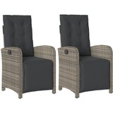  The Living Store Vrtni naslanjač z naslonom za noge 2 kosa siv poli ratan - Vrtni Naslanjač, (21461365) | Shoptok.si