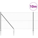 vidaXL Siva Ograja 1.4x10 m Jeklo, Ograjne Stebre 7 kos Ø32 mm 160 cm Galvanizirano Jeklo | Shoptok.si