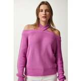 Happiness İstanbul Women's Lilac Open Shoulders Knitwear Sweater cene