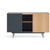 Teulat Antracitno siva/v naravni barvi nizka komoda v hrastovem dekorju 130x78 cm Otto – | Shoptok.si
