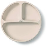 BabyOno silikonski okrugli tanjur s odjeljcima i vakuumom 6 m+, bež | shoptok.hr