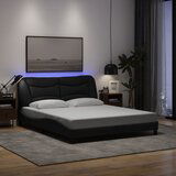 Maison Chic Posteljni okvir - Dvoposteljna postelja - Zakonska postelja z LED brez vzmetnice črn 160x200 cm blago, (21697464) | Shoptok.si