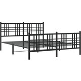  Metalni okvir kreveta uzglavlje i podnožje crni 150x200 cm | shoptok.hr