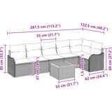 vidaXL 7-delni vrtni kavč z blazinami bež poli ratan akacija | Shoptok.si