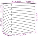 vidaXL Vrtno cvetlično korito voščeno 70x40x72,5 cm trdna borovina | Shoptok.si