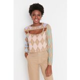 Trendyol Light Brown Baklava Jacquard Knitwear Sweater | Shoptok.si
