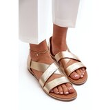 EVENTO Leather Sandals with Elastic Gold Apulia | Shoptok.si