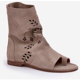 Boto Zazoo 3437 Women's Suede Sandals With Zipper Beige | Eponuda.ba