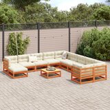  12-dijelni set vrtnih sofa s jastucima voštano smeđi borovine | Eponuda.com