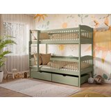 Molarem Home Drveni dječji krevet na kat Luna s ladicom - olive - 200x90 - Madrac PE pjena 8 cm-spužvasti madrac | shoptok.hr