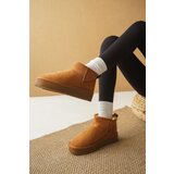 Capone Outfitters Thick Soled Round Toe Furry Inside Tan Suede Half Boots | shoptok.hr