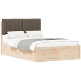 vidaXL Posteljni okvir z oblazinjenim vzglavjem Taupe 120 x 190 cm, (5000100614) | Shoptok.si