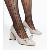 VINCEZA Grey leather block heels | Shoptok.si