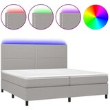  Box spring postelja z vzmetnico LED sv. siva 200x200 cm blago, (20727057) | Shoptok.si