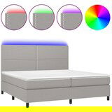  Box spring s madracem LED svjetlosivi 200x200 cm tkanina | shoptok.hr