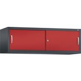 C+P ACURADO zgornja omarica z drsnimi vrati, VxŠxG 500 x 1600 x 500 mm, črno sive / ognjeno rdeče barve | Shoptok.si