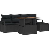 vidaXL Vrtna sedežna garnitura s shranjevanjem 6 pcs Črna Poly ratan, (5000022553) Cene