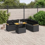 Maison Chic Seti vrtnega pohištva - Vrtna garnitura - Vrtni pohištvo set 7-delna z blazinami črn poli ratan, (21803619) | Shoptok.si