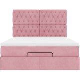  Otomanska postelja z vzmetnicami roza 140x200cm žamet, (22011778) | Shoptok.si