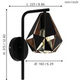 Eglo Carlton 4 zidna lampa E27, crna/bakar, 43057 | shoptok.hr