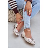 Laura Messi Elegant Leather Ballet Flats Women With Bow 2893 Beige | shoptok.hr