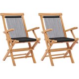 The Living Store Zložljivi vrtni stoli 2 kosa trdna tikovina in vrv - Vrtni Stol, (21478874) | Shoptok.si
