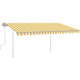 vidaXL Ročno zložljiva tenda z LED lučkami 4,5x3,5 m rumena in bela | Shoptok.si
