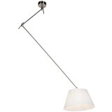 QAZQA Viseča svetilka s plisirano kremo za senčila 35 cm - Blitz I jeklo | Shoptok.si