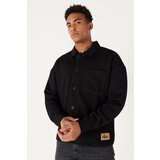 AC&Co / Altınyıldız Classics Men's Black Loose Fit Shirt Collar Patterned Knitted Jacket cene