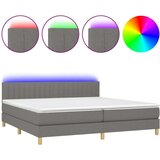  Box spring postelja z vzmetnico LED temno siva 200x200 cm blago, (20723298) | Shoptok.si