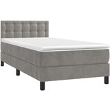  Box spring s madracem LED svjetlosivi 90x200 cm baršun | shoptok.hr