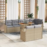  9 delni vrtni kavč set z blazinami bež poli ratan akacije. | Shoptok.si
