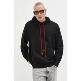 Gcds Bombažen pulover moška, črna barva, s kapuco