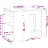  Radni stol s ladicom i policom beton sivi 102x62x77,5 cm | shoptok.hr