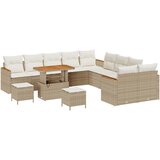 vidaXL Vrtna sedežna garnitura z blazino 13 pcs Bež Poly ratan, (5000022586) Cene