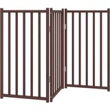 vidaXL Vrata za pse zložljiva 3 paneli rjava 150 cm topolovina | Shoptok.si