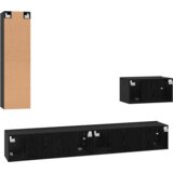 vidaXL Stenski TV kabinet s polico Drugo s shranjevanjem z vrati 4 pcs Črni hrast | Shoptok.si