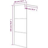 Pregrada za tuš crna 80 x 195 cm s napola mutnim staklom ESG | shoptok.hr