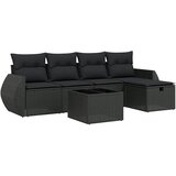  6-dijelni set vrtnih sofa s jastucima crni od poliratana | shoptok.hr